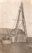 RPPC Family Stands By Newly Constructed Water Well Calf Drinks ANTIQUE Postcard picture