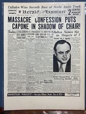 VINTAGE NEWSPAPER HEADLINE GANG LORD AL CAPONE ORDERED MORAN GANG WIPED OUT 1935 picture