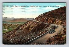 El Paso TX-Texas, Mt Franklin, Scenic Hwy, c1939 Antique Vintage Postcard picture