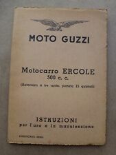 Moto Guzzi motorcycle Motocarro Ercole 500 c.c. Instruction manual 1953 June picture