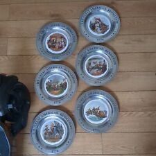 Set Of 6 Pewter Vintage American Revolution Plates, Canton Ohio 1975 picture