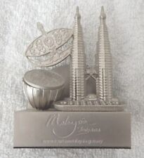 Malaysia Souvenir Silver Metal Napkin/Mail Holder - Petronas, Drum (4 x 3 in) picture
