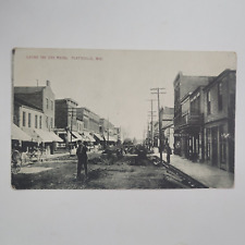 Laying The Gas Mains Platteville Wisconsin Vintage Postcard Street Horses Worker picture