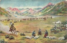 The Roundup Poem And Oil Painting By Cowboy Artist Poet LH Dude Larsen Postcard picture