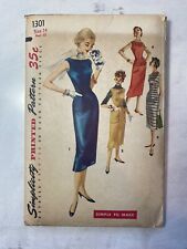 Vtg 50’s Simplicity Pattern 1301 Size 14 1 Piece Dress Or Jumper Bust 32 picture
