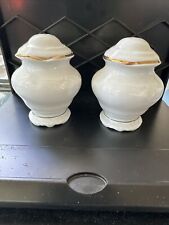 Royal Kent Salt & Pepper Shakers White Trimmed In Gold Vtg Discontinued Pattern picture