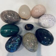 9 Assorted Natural Polished Semi- Precious Gemstones Eggs Handpicked picture