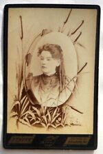 antique LONIE CRINS? READING PA photograph GIRL in TAMBOURINE FLOWERS cabinet picture