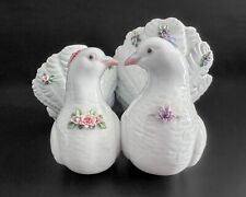 Lladro #6359 w/ Box Kissing Couple of Doves Flowers Glossy Figurine picture