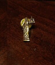 Scales Of Justice Lady Justice Lapel Pin Sword Gold Tone Detailed .90
