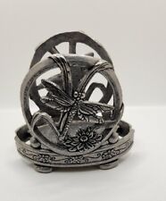 Vintage Carson 2000 Pewter Dragonfly Oval Napkin Holder picture
