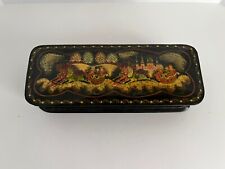 BEAUTIFUL VINTAGE BLACK LACQUERED COVERED BOX picture