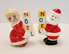 Rare Vintage MCM Santa Mrs Claus NOEL Salt  Pepper Retro Kitchy Turquoise  Eyes picture