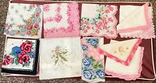 Vintage Lot of 10 Handkerchiefs* A lot of PINK * 4 w/ Handcrafted Borders* Nice picture