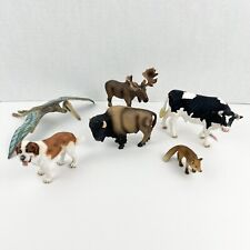 Schleich Animal Figurines Lot Of 6 Dino, Moose, Cow, Fox, Bison, Dog Mixed Lot picture