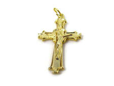 Vintage Crucifix Cross Gold Tone Fancy Tip Design picture