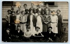 Postcard Outdoor Class Photo of Students mixed boys & girls c1917-1930 RPPC B199 picture