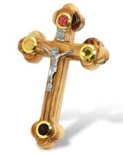 Small Holy Lens Essences of Jerusalem Olive Wood Bethlehem Christian Crucifix 5