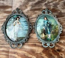 Vintage / ATQ Ornate Patina Convex Bubble Glass Matching Italian Frames picture