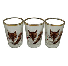 Vintage Mid-Century Equestrian Fox &Riding Shot Glasses Barware France picture