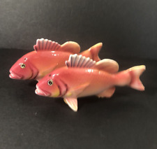 Vintage PY Japan Red Snapper Fish Salt and Pepper Shakers Missing 1 Cork picture