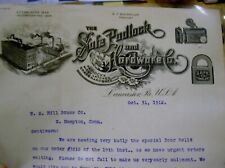 2 Antique Letterheads Safe Padlock & Hardware Co Lancaster PA 1912 & 1915 picture