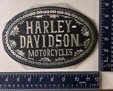 Authentic Vintage LG Oval Harley-Davidson Motorcycles silver, black oval emblem picture