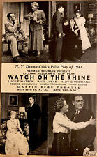 Watch on the Rhine Postcard NYC Broadway play Martin Beck Theatre 5.25 x 3.25