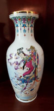 CHINESE VINTAGE PORCELAIN FLOWER VASE HAND PAINTED GODDESS OF THE MOON picture