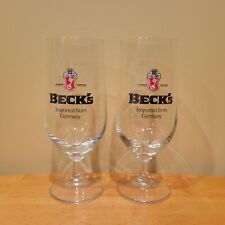 Beck's 0.3 L Beer Glasses SET OF 2 Imported From Germany Stemmed Footed Clear picture