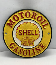 Shell  Logo Cast Iron Sign Reproduction Old Finish 8”x8” Game Room Man Cave picture