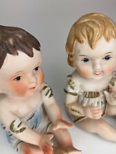 Piano Baby Bisque Figurine Boy Girl Pair Antique 1930 Hand Painted Continental picture