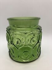 Vtg LE Smith Moon And Stars Canister Small 7 inch Green Jar Apothecary No Lid picture
