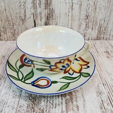 Vintage Hand Painted Czech Czechoslovakia Floral Coffee Tea Cup & Saucer  picture