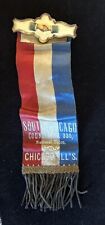 Antique 1892 Whitehead & Hoag Hand Shake S. Chicago National Union Pin & Ribbon picture