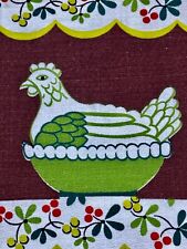 40s Chartreuse & Chocolate KITSCH Kitchen Shelf Novelty Barkcloth Vintage Fabric picture