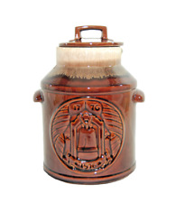 McCoy Pottery Brown Drip Cookie Jar  Bicentennial Liberty Bell Milk Can   T1744 picture