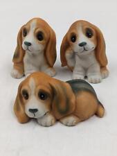Vintage Set of 3 Homco #1407 Basset Hound Dogs Hounds picture