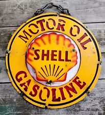 Metal SHELL GASOLINE Sign Gas Motor Oil Garage Man Cave Home Decor Recycled  picture