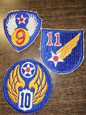 WWII US Army 9th 10th & 11th AAC Air Corps Cut Edge Patch Set L@@K picture