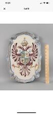 Large Antique 19thC Russian Armorial Coat of Arms Faience Pottery Tray, NR picture