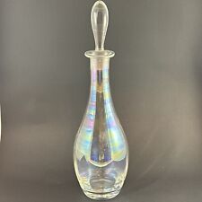 Vintage Iridescent Handblown Clear Glass Tuscany Tall Heavyweight Decanter picture