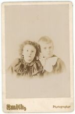 Antique Circa 1880s Cabinet Card Smith Adorable Little Boy and Girl Allegheny PA picture