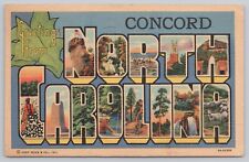 Greetings Concord North Carolina NC Large Letter Linen Postcard Vtg Posted 1944 picture