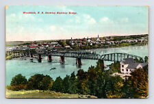 PMC Postcard Woodstock NB New Brunswick Aerial View Highway Bridge picture