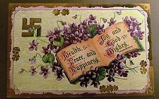 Mint Vintage USA Good Luck Swastika Postcard Health Peace happiness picture