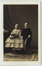 CDV 1860-70 Disderi & Co. Brother and sister with hoop and doll. Joeut. picture