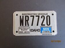 MOTORCYCLE LICENSE PLATE EXPIRED 2015 RESTRICTED VEHICLE WR7720 IDAHO picture