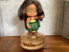 Vintage Retro 1970s Hawaiian Hula Girl Music Box Revolving Doll Tiki Works 8” picture
