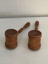 Vintage Judge’s Gavel Salt & Pepper Shakers Wooden Mini Cork Plugs Novelty EUC picture